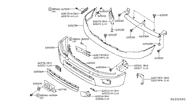 2016 Nissan Titan Finisher-Front Bumper Fascia,LH Diagram for 62257-EZ00B