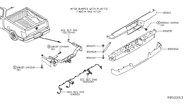 2017 Nissan Titan Rear Bumper Cover Diagram for 85022-EZ00H