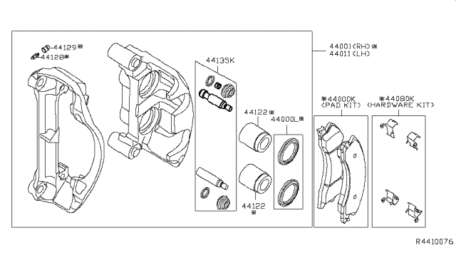 2016 Nissan Titan Caliper Assy-Rear LH,W/O Pad & Shim Diagram for 44011-EZ60A