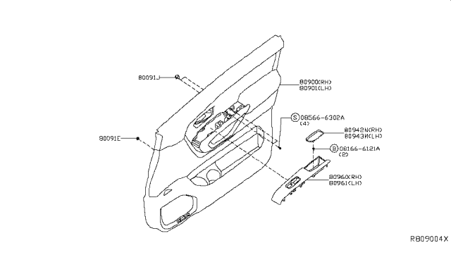 2016 Nissan Titan Grommet-Screw Diagram for 85099-85F00