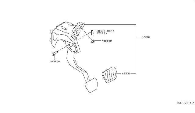 2016 Nissan Titan Brake & Clutch Pedal Diagram