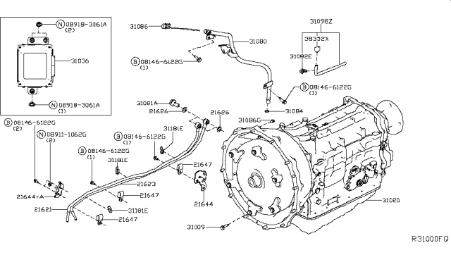 2018 Nissan Titan Automatic Transmission Diagram for 31020-X044E