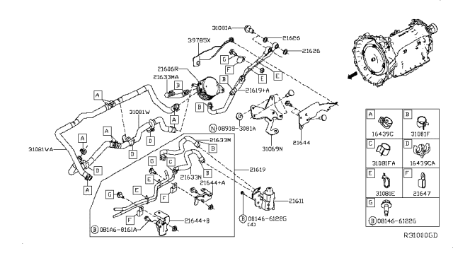 2018 Nissan Titan Auto Transmission,Transaxle & Fitting Diagram 1