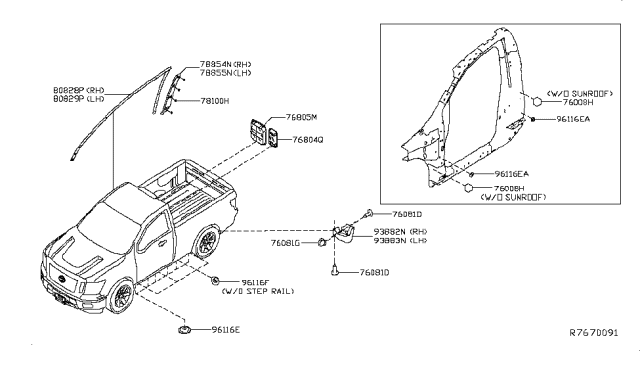 2018 Nissan Titan Cover-Rear Fender,LH Diagram for 78127-EZ05A