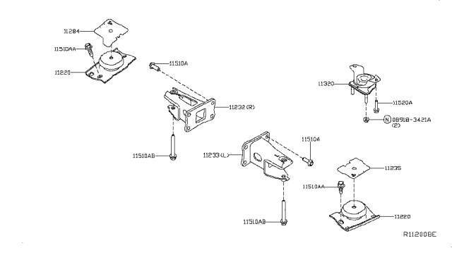 2017 Nissan Titan Engine & Transmission Mounting Diagram 3