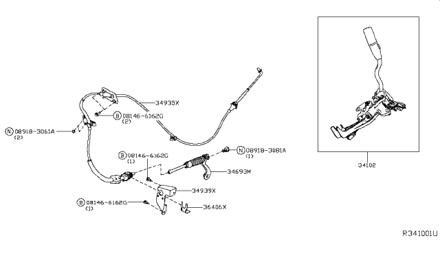 2018 Nissan Titan Transmission Control & Linkage Diagram 2