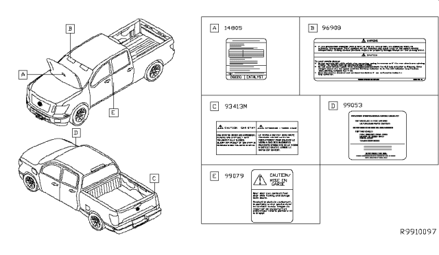 2019 Nissan Titan Caution Plate & Label Diagram 2