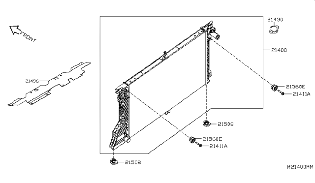 2016 Nissan Titan Radiator Assy Diagram for 21410-EZ30A