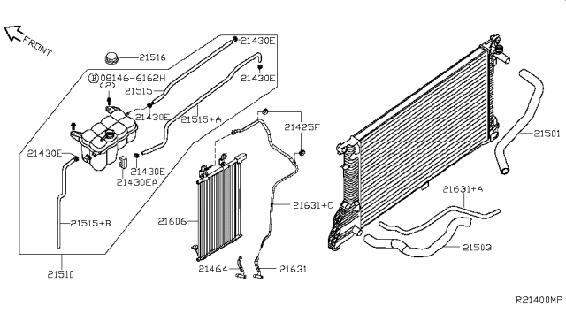 2017 Nissan Titan Hose-Oil Cooler,Auto Transmission Diagram for 21631-EZ20A