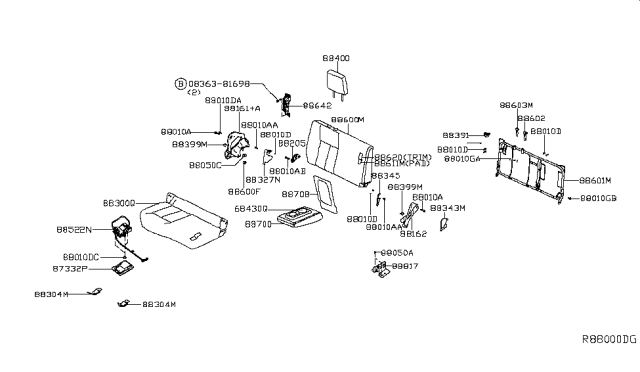 2019 Nissan Titan Cover-Rear Seat Bracket,RH Diagram for 88343-EZ04B