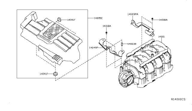 2017 Nissan Titan Ornament Assy-Engine Cover Diagram for 14041-9FT0A