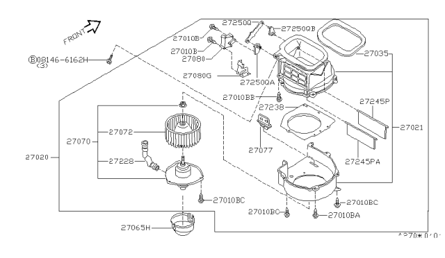 2000 Nissan Altima Heater & Blower Unit Diagram 1