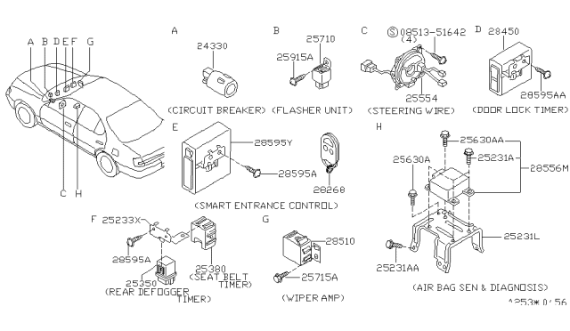 1998 Nissan Altima Timer-Door Lock Diagram for 28450-9E000