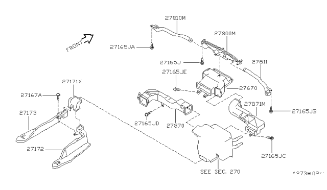 2001 Nissan Altima Duct-Side Ventilator Diagram for 27871-9E000