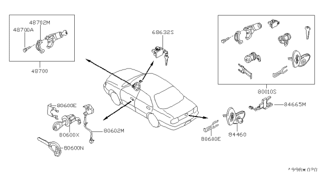 2000 Nissan Altima Key Set & Blank Key Diagram 1