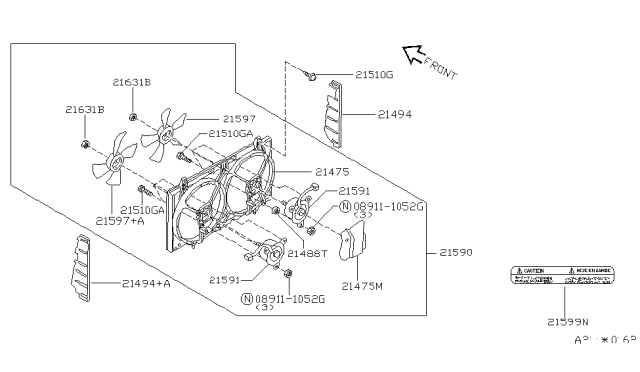 1998 Nissan Altima Radiator,Shroud & Inverter Cooling Diagram 1