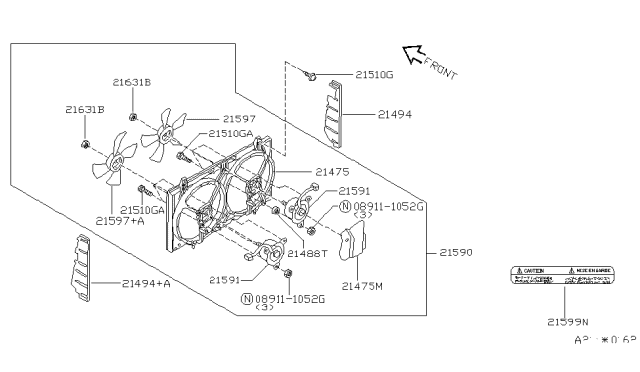 2001 Nissan Altima Motor Assy-Fan & Shroud Diagram for 21481-0Z001