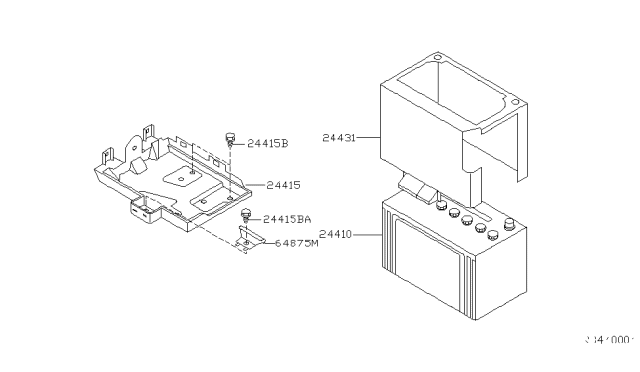 2000 Nissan Altima Battery & Battery Mounting Diagram 1