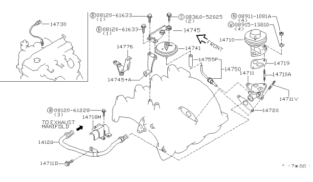 2000 Nissan Altima EGR Parts Diagram 1