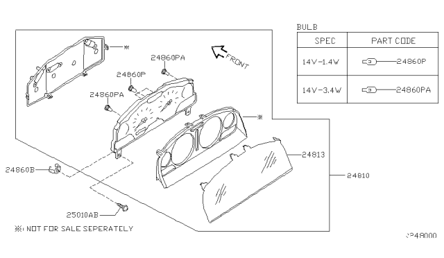 2001 Nissan Altima Speedometer Instrument Cluster Diagram for 24810-1Z311