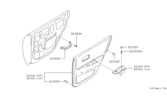 1999 Nissan Altima Rear Door Trimming Diagram 1