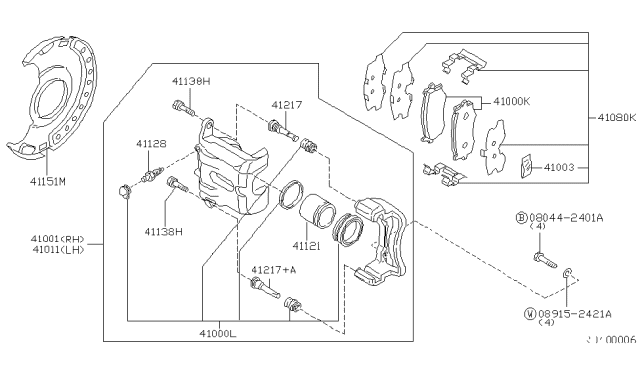 2001 Nissan Altima Hardware Kit-Front Disc Brake Pad Diagram for 41080-4Z325