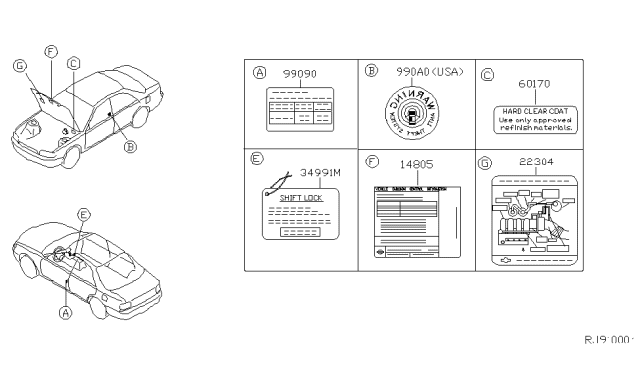 2000 Nissan Altima Label-Vacuum Pipe Diagram for 22304-9E001