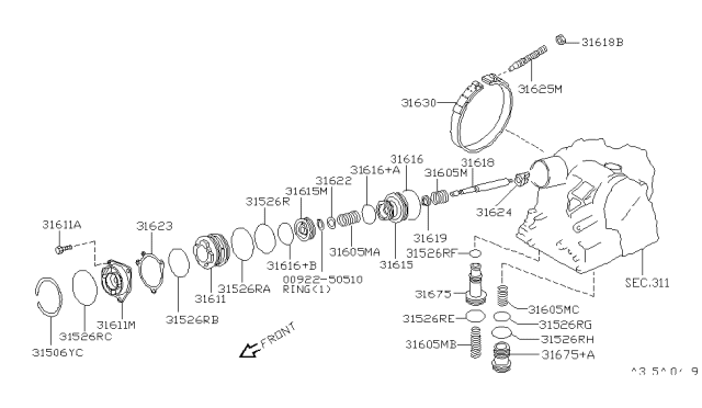 2000 Nissan Altima Piston-Band Servo Diagram for 31615-80L01