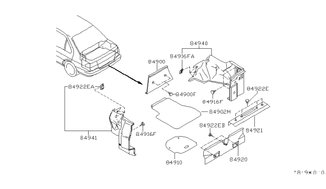 1999 Nissan Altima Trunk & Luggage Room Trimming Diagram 1