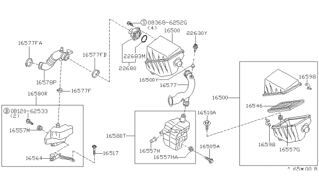 2000 Nissan Altima Air Intake-Air Cleaner Assembly Diagram for 16500-0Z000