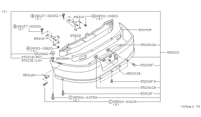 1999 Nissan Altima Rear Bumper Diagram 1