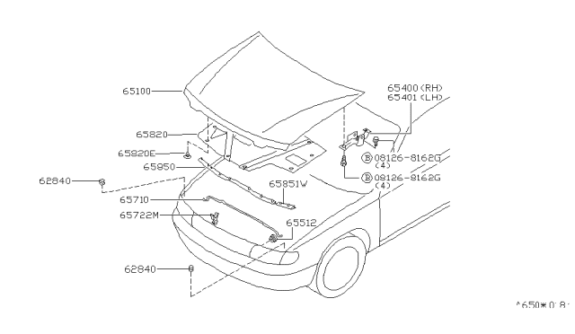 1999 Nissan Altima Hood Assembly W/LABEL Diagram for F5100-9E030