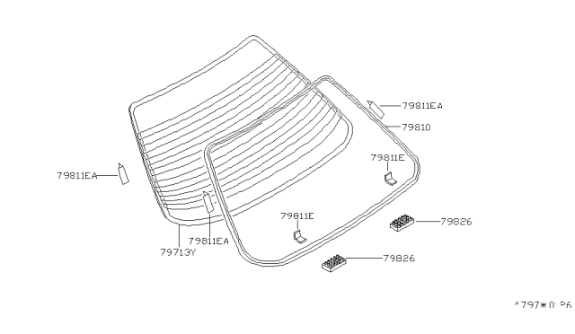 1998 Nissan Altima Clip-Moulding Diagram for 79796-9E020