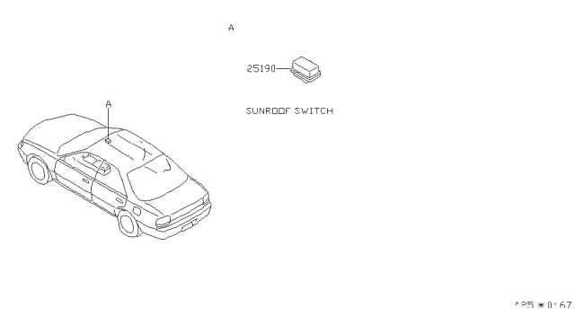 1999 Nissan Altima Switch Sunroof Diagram for 25451-9E400