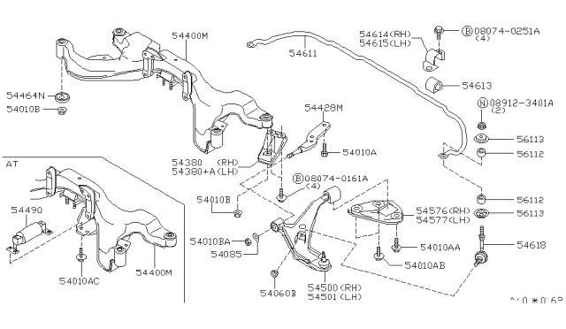 1999 Nissan Altima Clamp-STABILIZER,L Diagram for 54615-5B600