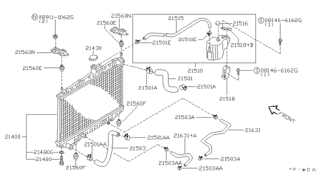 2000 Nissan Altima Hose-Auto Transmission Oil Cooler Diagram for 21631-0Z800