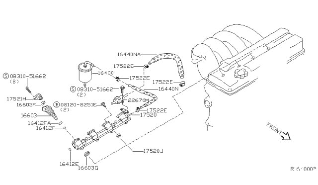 2001 Nissan Altima Regulator Assembly-Pressure Diagram for 22670-8H600