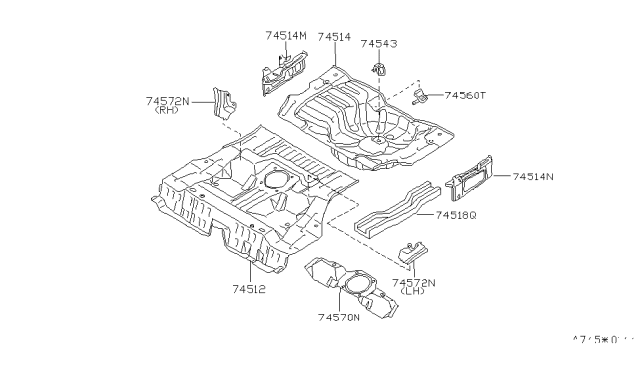 1998 Nissan Altima Bracket-Muffler Mounting Diagram for 74560-2B530