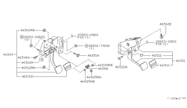 2000 Nissan Altima Brake & Clutch Pedal Diagram 3