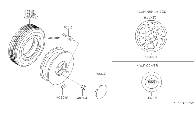 1998 Nissan Altima Road Wheel & Tire Diagram 1