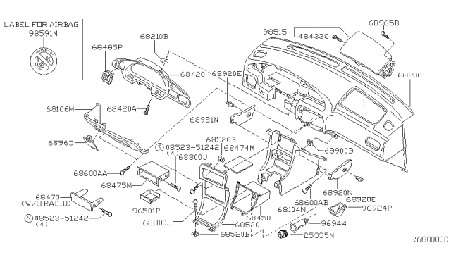 2000 Nissan Altima Air Bag Assist Module Assembly Diagram for K8515-0Z403