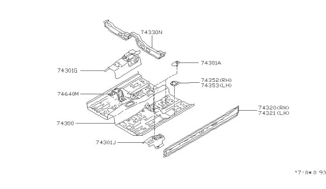 1999 Nissan Altima Member Assembly-Cross 2ND Diagram for 74330-9E030