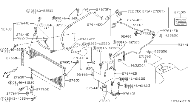 1999 Nissan Altima Pipe-Cooler,CONDENSER To Tank Diagram for 92446-0Z800