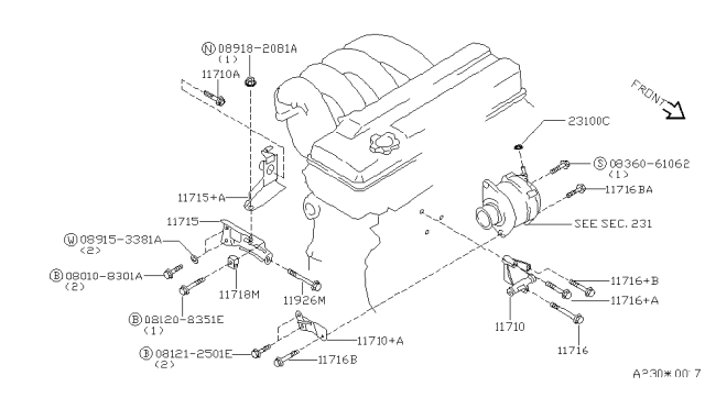 1999 Nissan Altima Bolt Diagram for 11716-4E100