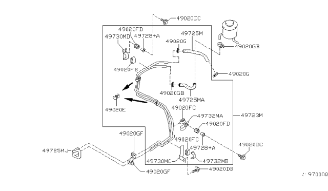 2001 Nissan Altima Hose-Return,Power Steering Diagram for 49725-1Z200