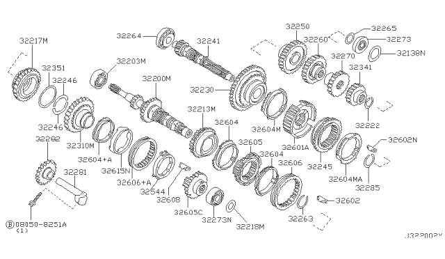 1999 Nissan Altima Shaft-Main Diagram for 32241-96E64