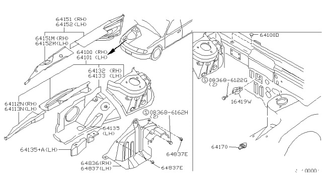 1999 Nissan Altima Hood Ledge & Fitting Diagram 1