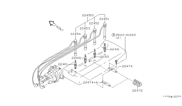 1998 Nissan Altima Cable Set-High Tension Diagram for 22440-9E000