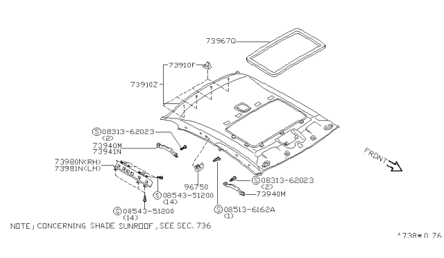 1999 Nissan Altima Roof Trimming Diagram 4