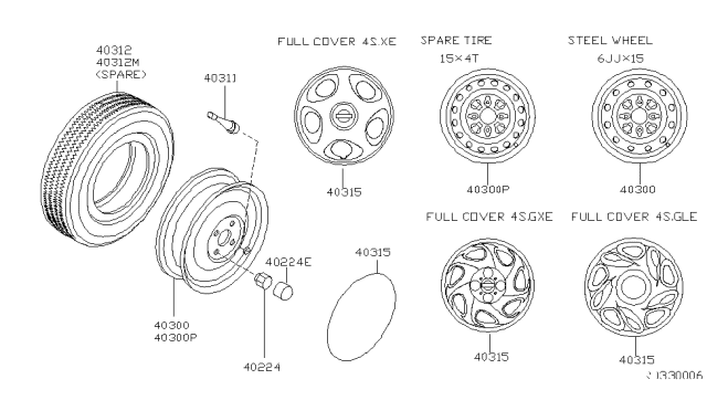 2000 Nissan Altima Disc Wheel Cap Diagram for 40315-9E002